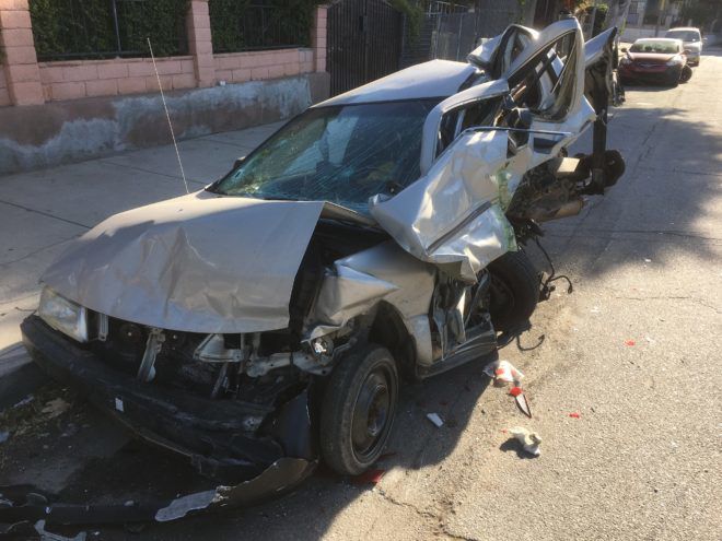 Cypress Park crash leaves several parked cars damaged